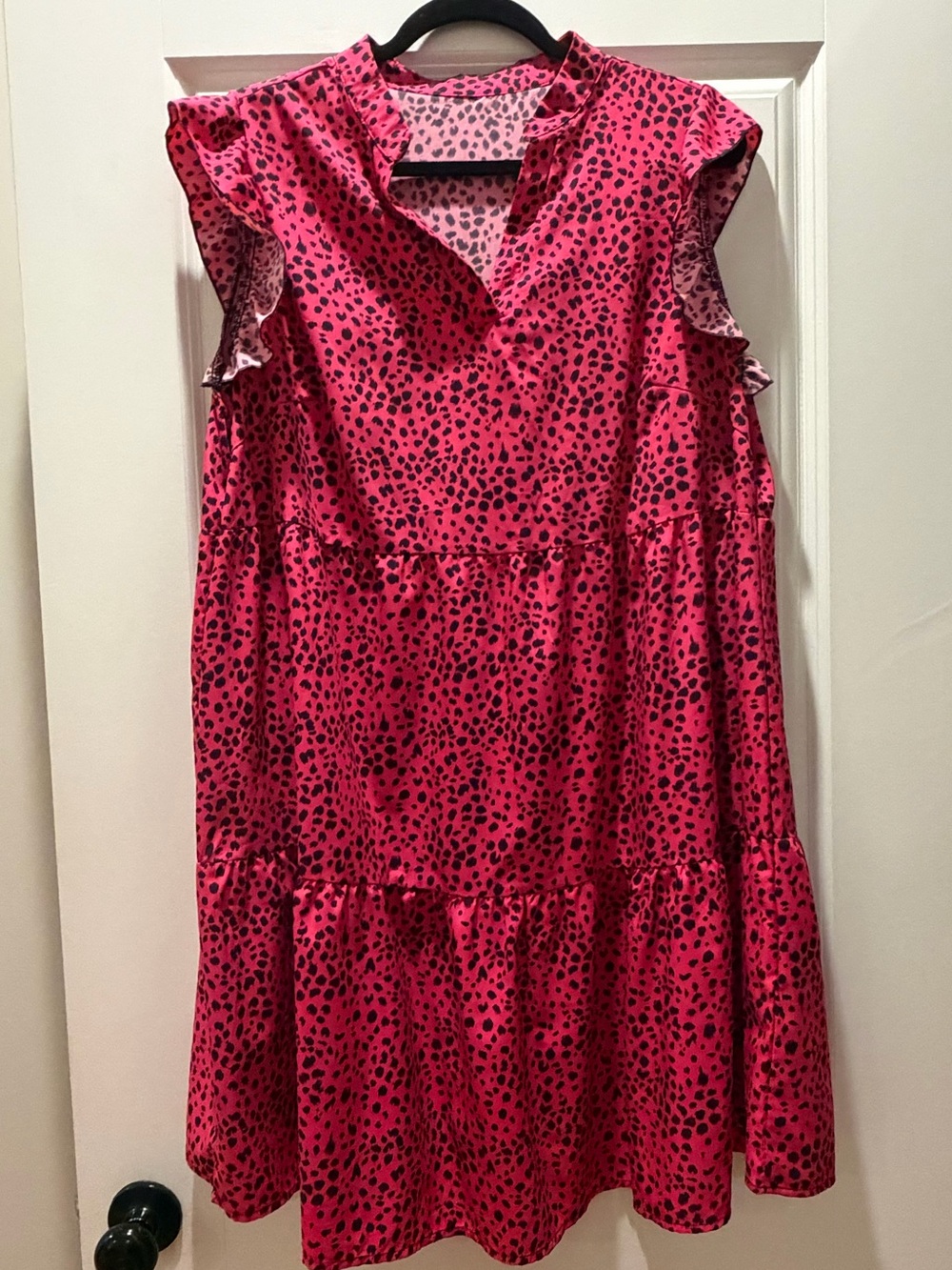 Girls Pink Printed Tiered Dress